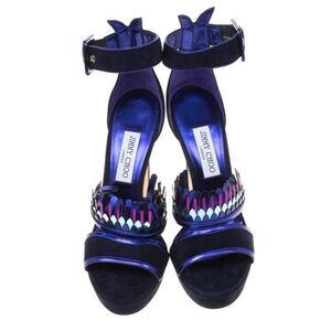 Jimmy Choo Navy Blue and Iridescent Purple Heels Size 37 or US 7